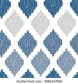 Ikat tye die boho vintage pattern seamless repeat vintage decor textile design organic hand made batik modern and trendy boho print blue grey