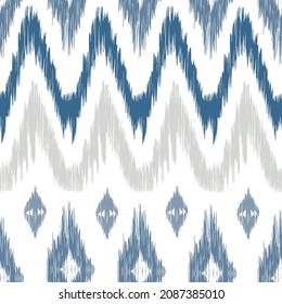 Ikat tye die boho vintage pattern seamless repeat vintage decor textile design organic hand made batik modern and trendy boho print blue grey