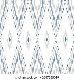 Ikat tye die boho vintage pattern seamless repeat vintage decor textile design organic hand made batik modern and trendy boho print blue grey