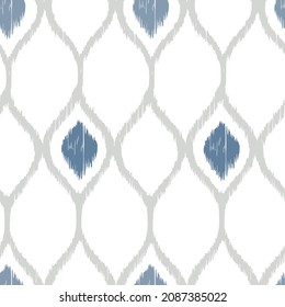 Ikat tye die boho vintage pattern seamless repeat vintage decor textile design organic hand made batik modern and trendy boho print blue grey