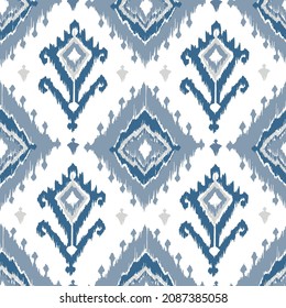 Ikat tye die boho vintage pattern seamless repeat vintage decor textile design organic hand made batik modern and trendy boho print blue grey