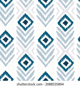 Ikat tye die boho vintage pattern seamless repeat vintage decor textile design organic hand made batik modern and trendy boho print blue grey