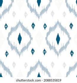 Ikat tye die boho vintage pattern seamless repeat vintage decor textile design organic hand made batik modern and trendy boho print blue grey
