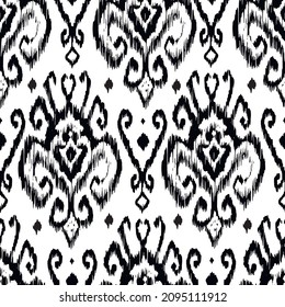 Ikat tye die boho vintage pattern seamless repeat vintage decor textile design organic hand made batik modern and trendy boho print black white