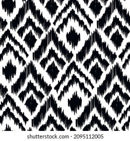 Ikat tye die boho vintage pattern seamless repeat vintage decor textile design organic hand made batik modern and trendy boho print black white