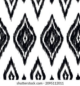 Ikat tye die boho vintage pattern seamless repeat vintage decor textile design organic hand made batik modern and trendy boho print black white