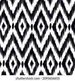Ikat tye die boho vintage pattern seamless repeat vintage decor textile design organic hand made batik modern and trendy boho print black white