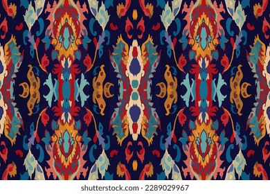 Íkat Patrón uzbeko sin costuras. Resumen de la antigua antigua línea tribal de la antigua tradición folk tradicional. Ornate elegante vintage retro moderno estilo minimalista para texturas de fondo textil.