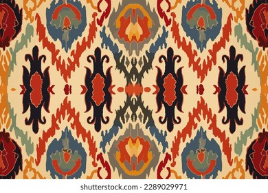 Íkat Patrón uzbeko sin costuras. Resumen de la antigua antigua línea tribal de la antigua tradición folk tradicional. Ornate elegante vintage retro moderno estilo minimalista para texturas de fondo textil.