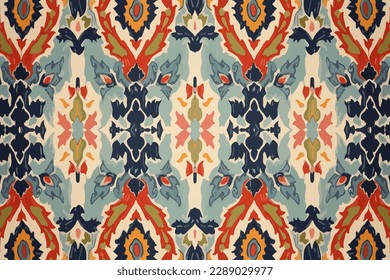 Ikat Uzbek seamless pattern. Abstract traditional folk old ancient antique tribal ethnic graphic line. Ornate elegant luxury vintage retro modern minimal style for texture textile backdrop background.