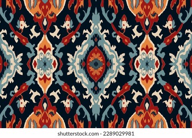 Ikat Uzbek seamless pattern. Abstract traditional folk old ancient antique tribal ethnic graphic line. Ornate elegant luxury vintage retro modern minimal style for texture textile backdrop background.