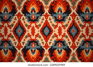 Ikat Uzbek seamless pattern. Abstract traditional folk old ancient antique tribal ethnic graphic line. Ornate elegant luxury vintage retro modern minimal style for texture textile backdrop background.