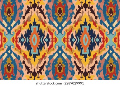 Ikat Usbek nahtloses Muster. Abstrakte traditionelle Folk alte alte antike Stammes ethnische grafische Linie. Ornate elegante Luxus Vintage Retro modernen minimalen Stil für Textur-Hintergrund textilen Hintergrund.