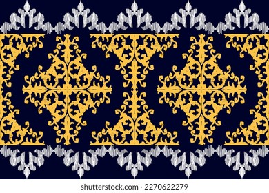 Ikat vector ethnic seamless pattern design. Ikat Aztec fabric carpet ornaments textile decorations wallpaper. 