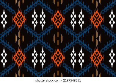 Ikat vector fabric pattern geometric folklore ornament. Tribal ethnic vector texture. Seamless striped pattern in Aztec style. Figure tribal embroidery design for background,wallpaper,clothing,rug,