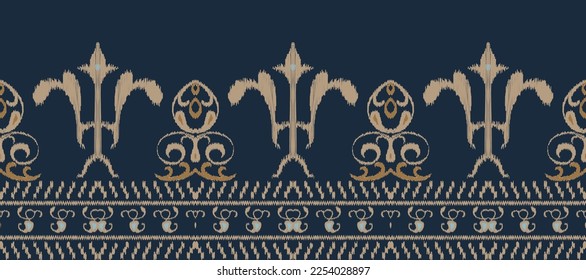 Ikat vector floral paisley embroidery. Ikkat background.geometric ethnic oriental pattern traditional. Ikat Aztec style abstract vector illustration.design for texture,fabric,decoration,carpet,saree,