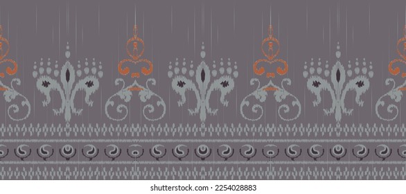 Ikat vector paisley embroidery. Ikkat background.geometric ethnic oriental pattern traditional. Ikat Aztec style abstract vector illustration.design for texture,fabric,decoration,carpet,saree,sari