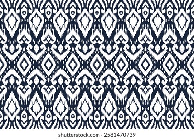 Ikat vector pattern, ethnic embroidery style, hand draw painting, fabric abstract.
