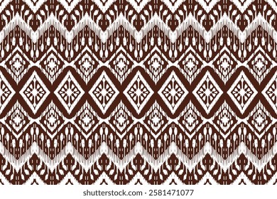 Ikat vector pattern, ethnic embroidery style, hand draw painting, fabric abstract.