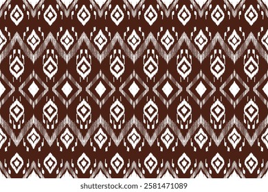 Ikat vector pattern, ethnic embroidery style, hand draw painting, fabric abstract.