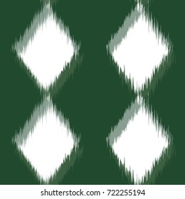 Ikat vector pattern green  seamless design textile, fabric repeating background design for all web and print purposes