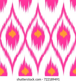 Ikat vector pink pattern seamless design textile, fabric repeating background design for all web and print purposes