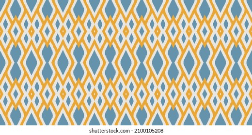 Ikat vector seamless ethnic geometric design for background or wallpaper, Ikat geometric folklore ornament. Ikat striped pattern in Ikat Aztec style. Figure tribal embroidery. Indian Scandinavian, Gyp
