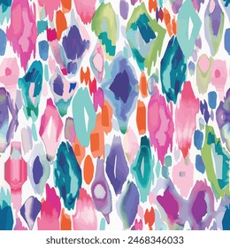 Ikat watercolor seamless pattern. with ethnic elements. Design element for sale banners, posters, labels, and gift wrapping paper.