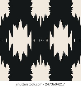 Ikat white black zig zag sewing , Seamless trendy endless pattern illustration stripe vector print ethnicity botanical fashion colorful drawing beautiful textile ornamental ogee endless ornament 