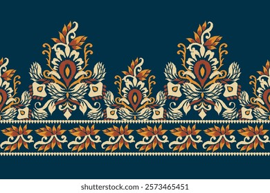 Ikat,Ikat floral pattern,Ikat pattern,vector illustration,hand drawn pattern on blue background,baroque style,abstract background,hand drawn embroidery.design for texture,fabric,clothing,decoration