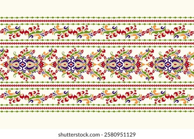 Ikat,Ikat pattern,Ikat floral pattern on white background,vector illustration,baroque embroidery,hand drawn pattern,Aztec style,Italian silk.design for texture,fabric,clothing,decoration,sarong,carpet