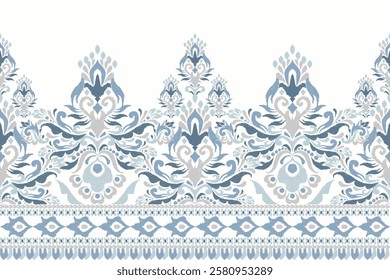 Ikat,Ikat pattern,Ikat floral pattern on white background,vector illustration,baroque embroidery,hand drawn pattern,Aztec style,Italian silk.design for texture,fabric,clothing,decoration,sarong,print.