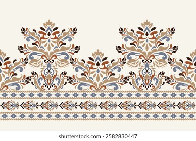 Ikat,Ikat pattern,Ikat floral pattern on white background,vector illustration,baroque embroidery,hand drawn pattern,Aztec style,Italian silk.design for texture,fabric,clothing,decoration,sarong,print.