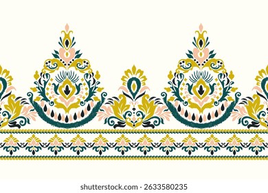 Ikat,Ikat pattern,Ikat floral pattern on white background vector illustration,ethnic oriental pattern traditional,Aztec style,abstract background.design for texture,fabric,clothing,decoration,print.