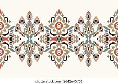Ikat,padrão Ikat,padrão floral Ikat,padrão étnico oriental sobre fundo branco,ilustração vetorial,bordado floral damasco,abst Background.design para textura,tecido,roupas,decoração,impressão,sari.