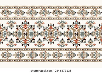 Ikat,Padrão Ikat,Padrão floral Ikat,Ilustração vetorial,Bordado étnico oriental,Bordado damasco sobre fundo branco,Padrão damasco.design para textura,tecido,roupas,decoração,impressão,cachecol,sari