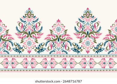 Ikat,Ikat pattern,Ikat floral pattern,Vector illustration,oriental ethnic embroidery,damask embroidery on white background,damask pattern.design for texture,fabric,clothing,decoration,print,sarong