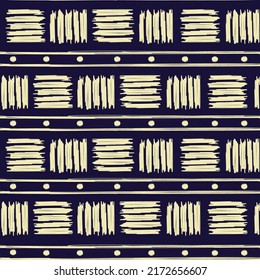 Ikat.Patrón sin inconvenientes de fondo abstracto.BLue y color amarillo.Bordados étnicos al estilo africano.Vector.Ilustración.