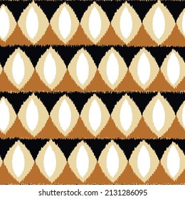 Ikat.Seamless pattern of african tribal.Embroidery texture.Black,brown,white color.Abstract background.Vector.Illustration.