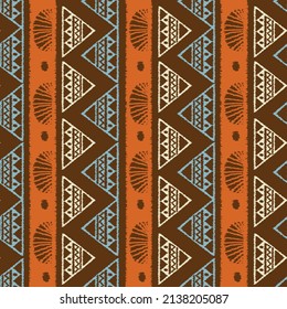 Ikat.Seamless pattern of bohemian style.Abstract background.Embroidery.Rectangular.Vector.Illustration.