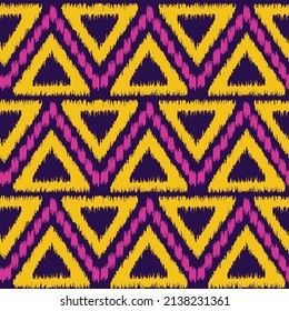 Ikat.Patrón sin foco de forma triangular.Bordery africano.Fondo abstracto.Repetir.Vector.Ilustración.