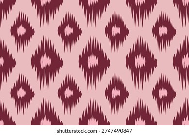 Ikat-style geometric pattern in dark red and soft pink tones featuring repeating diamond shapes in a seamless design. A simple, bold, and textile-inspired background.