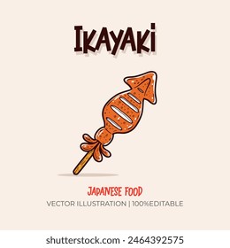 Ikayaki Japanese food vector illustration