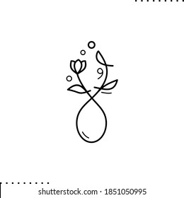 Ikebana, flower arrangement vector icon in outlines