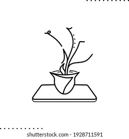 ikebana, flower arrangement vector icon in outlines