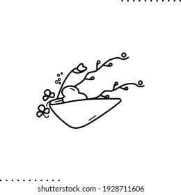 ikebana, flower arrangement vector icon in outlines