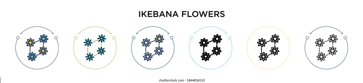Ikebana flowers icon in filled, thin line, outline and stroke style. Vector illustration of two colored and black ikebana flowers vector icons designs can be used for mobile, ui, web
