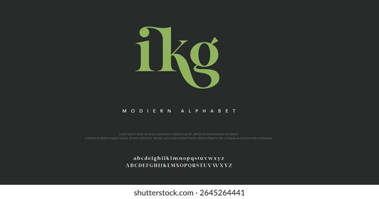 ikg modern minimal logo alphabet font. Typography abstract minimalist round sans serif technology, electronic, movie, creative logos fonts. vector illustration