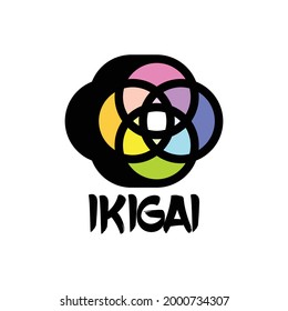 ikigai japan philosophy logo vector template