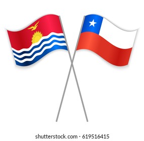 I-Kiribati and Chilean crossed flags. Kiribati combined with Chile isolated on white. Language learning, international business or travel concept.